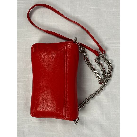 Calvin Klein Red Crossbody Bag / Wallet w Flap, Leather, Gold Chain, Lock Logo - Picture 12 of 12